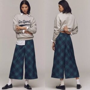 Maeve  • NWT Taffeta Printed Cropped Wide Leg Pant Plaid XL Academia Preppy